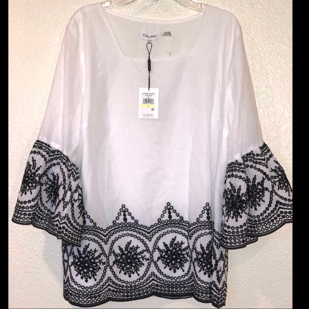 NWT Calvin Klein bell sleeve top, square neckline